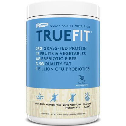 RSP NUTRITION AminoLean Pre Workout Energy (BlackBerry Pomegranate 30 Servings) with TrueFit Protein Powder (Vanilla 2 LB)