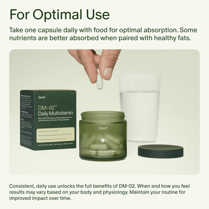 Seed DM-02 Daily Multivitamin - 100% DV Essential Vitamins and Minerals for Women & Men - Helps Fill Daily Nutrient Gaps - Immune, Bone, Hair, Skin & Nails Health - Vegan - 30 Capsules (30-Day Supply) Seed buy supplements Au
