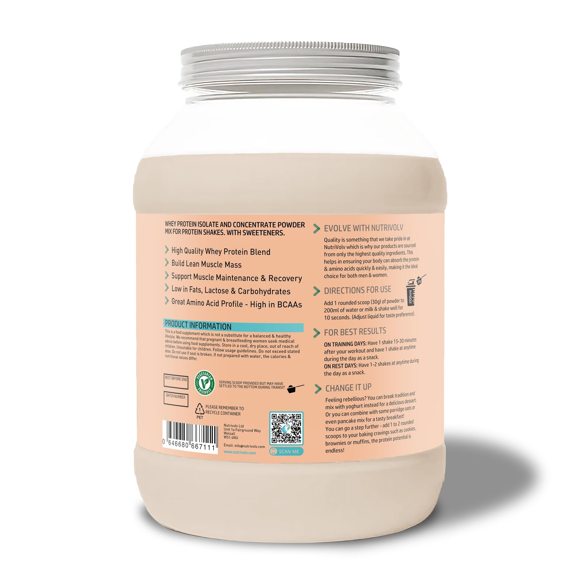 NutriVolv Whey Protein Isolate & Concentrate Powder | Milk Chocolate Flavour 900g NutriVolvBuy Supplements Australia