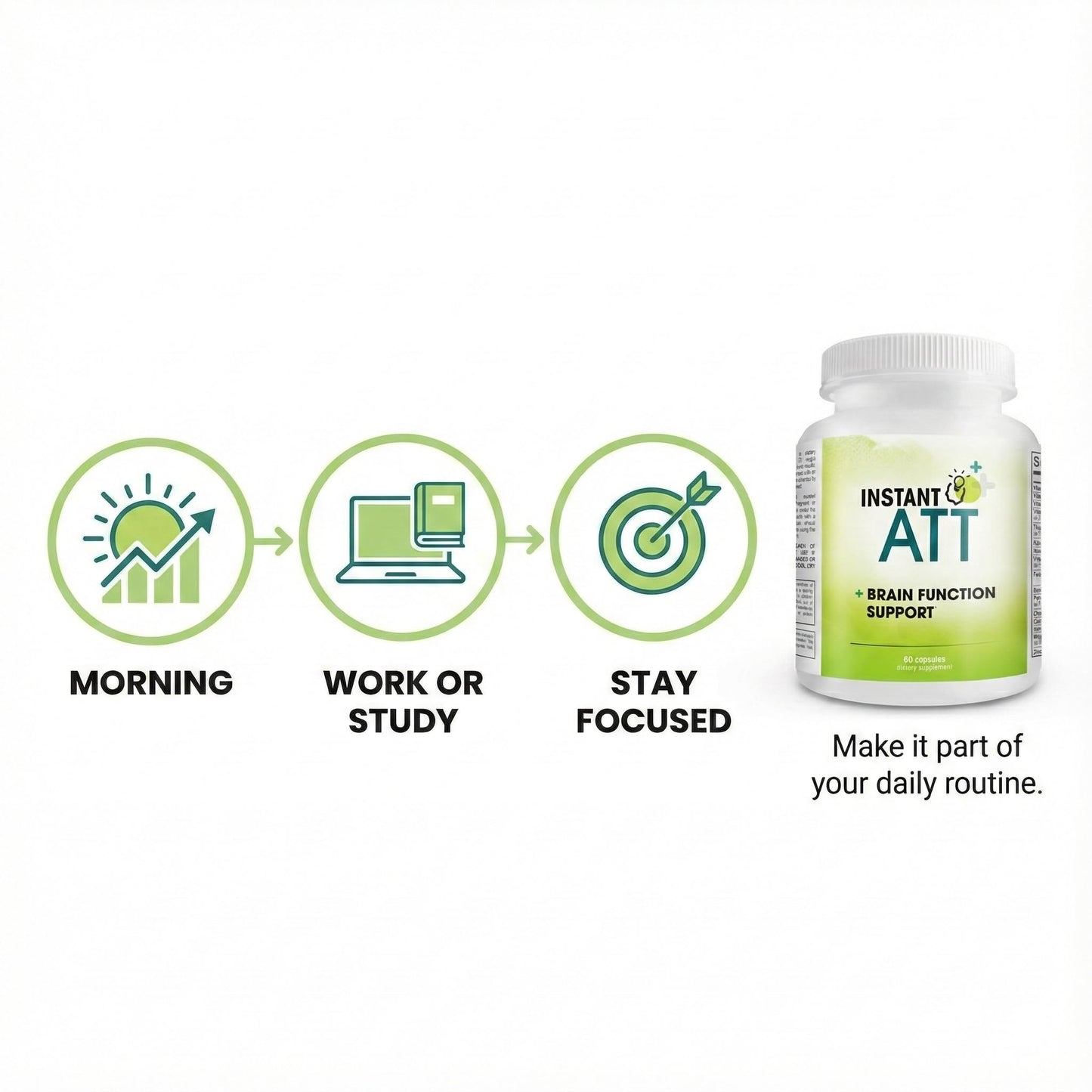 InstantATT - 7-in-1 Caffeine Free Nootropic All-Natural Brain, Focus, Memory Supplement (60 Capsules) Instant BrandsBuy Supplements Australia