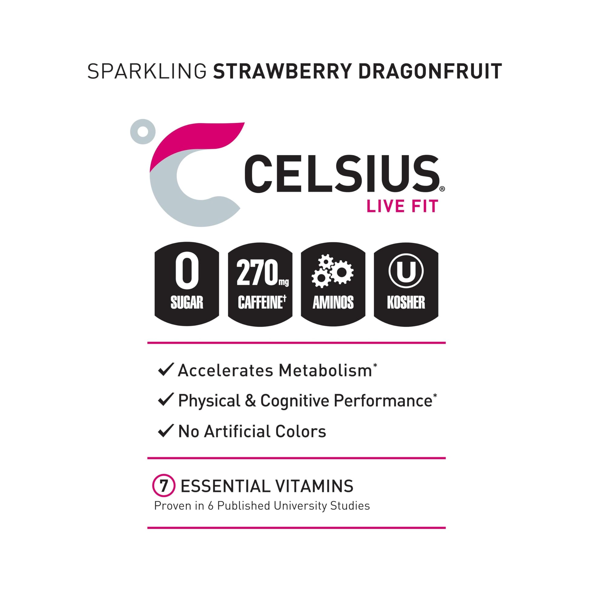 CELSIUS ESSENTIALS, Sparkling Dragonberry, Performance Energy Drink 16 Fl Oz CELSIUSBuy Supplements Australia