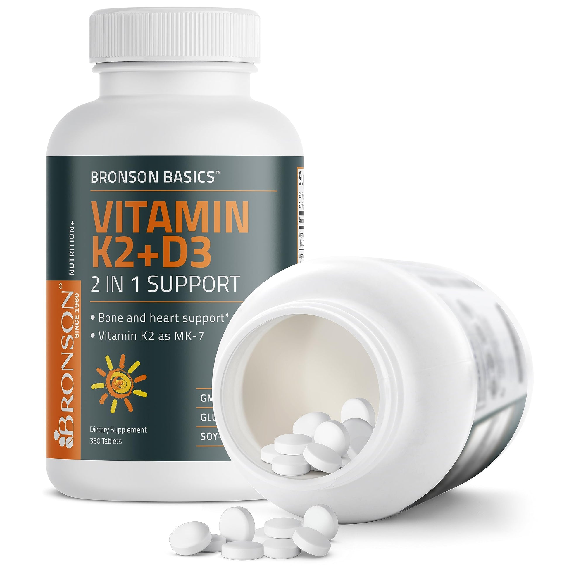 Bronson Basics Vitamin K2 D3 (MK7) Supplement Non-GMO Formula 5000IU (125 mcg) BronsonBuy Supplements Australia