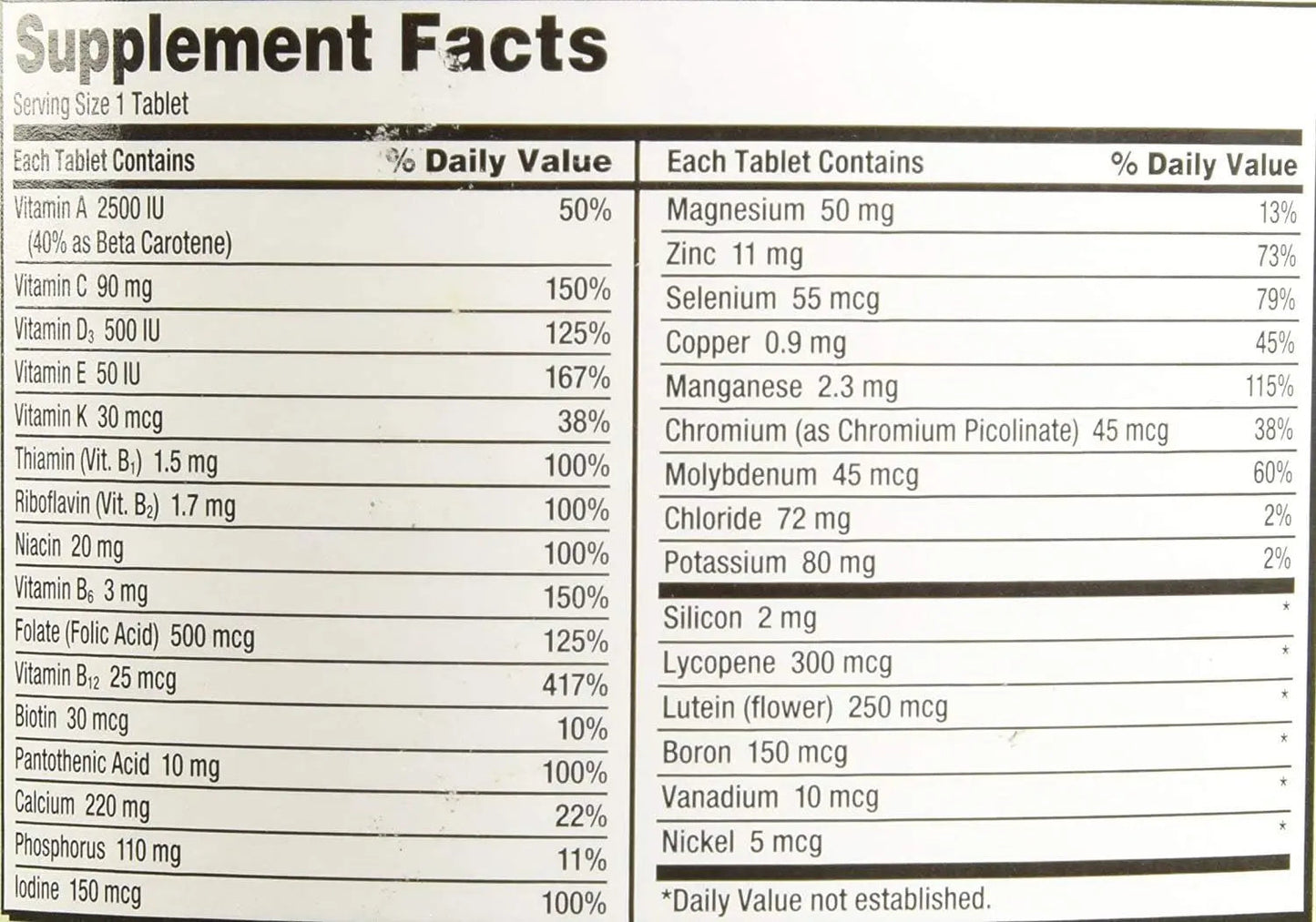 Kirkland Signature Adult 50+ Multi Vitamins & Minerals, 400 Tablets (2 Pack) KIRKLAND