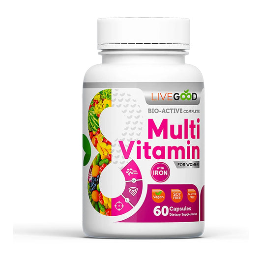 LIVEGOOD Bio-Active Complete Multivitamin for Women with Iron, Daily Women’s Multi with 24 Essential Vitamins and Minerals LIVEGOODBuy Supplements Australia