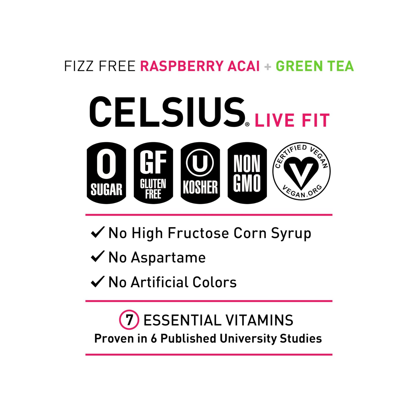 CELSIUS Raspberry Acai Green Tea, Functional Essential Energy Drink 12 Fl Oz (Pack of 12) Packaging may vary CELSIUSBuy Supplements Australia