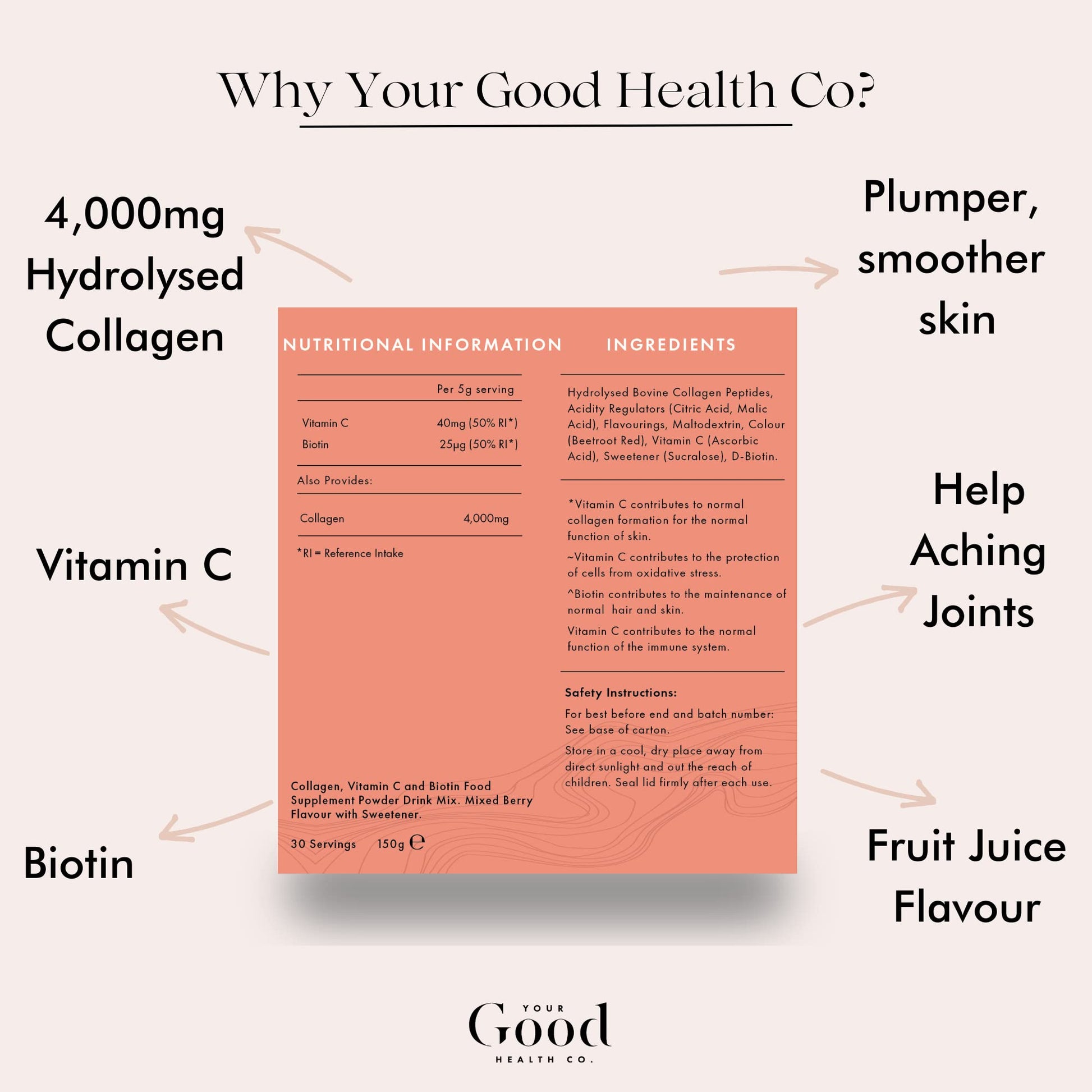 Your Good Health Co. – Your Beauty Premium Collagen Powder, Tropical | 150g Your Good Health Co.Buy Supplements Australia