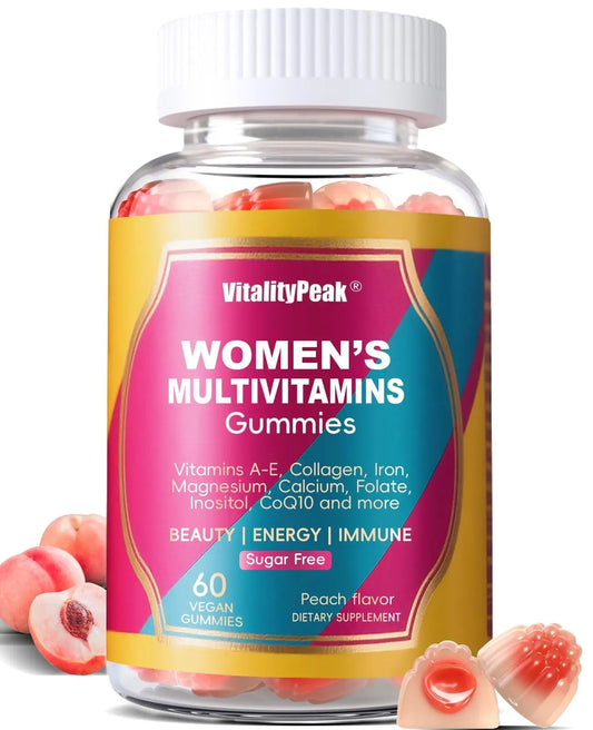 VitalityPeak Womens Multivitamin Gummy - Methylated Multivitamin for Women with Iron, Biotin, Collagen, Inositol, CoQ10 VitalityPeak