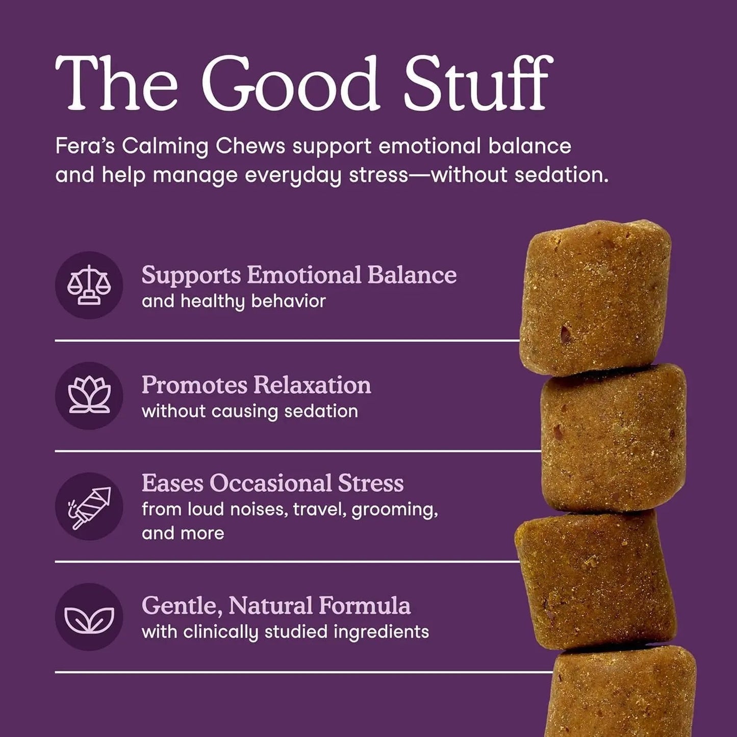 Fera Pets Dog Calming Chews - Helps Manage Everyday Stress & Separation - Promotes Relaxation - Ashwagandha & Priome® Mental Wellbeing Postbiotic Blend - 30 Soft Chews Fera PetsBuy Supplements Australia