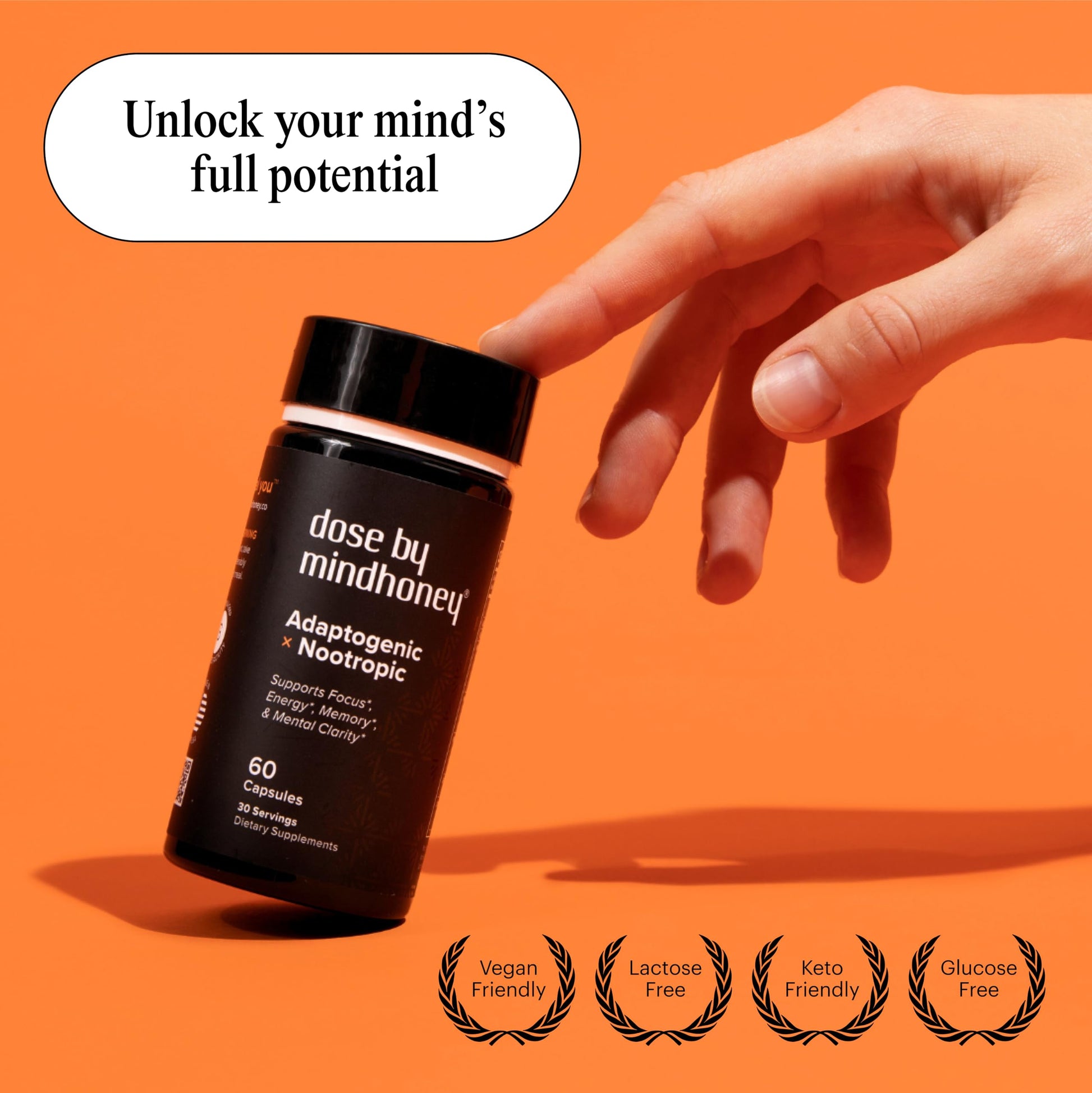 MINDHONEY | DOSE 60 Count, Premium All-in-One Nootropic Brain Supplement | Focus, Mood, Energy, & Memory | Functional Mushrooms & Adaptogens - Lion’s Mane, Ashwagandha, L-Theanine, Bacopa, & Vitamins MINDHONEYBuy Supplements Australia