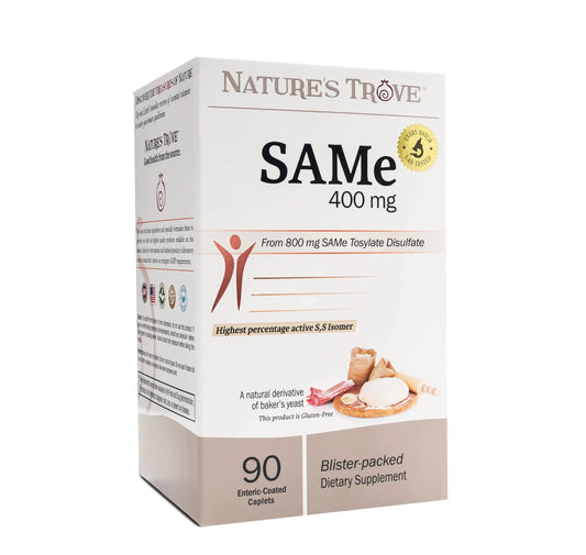 Nature's Trove SAM-e 400mg 90 Enteric Coated Caplets. Vegan, Kosher, Non-GMO Project Verified Nature's TroveBuy Supplements Australia