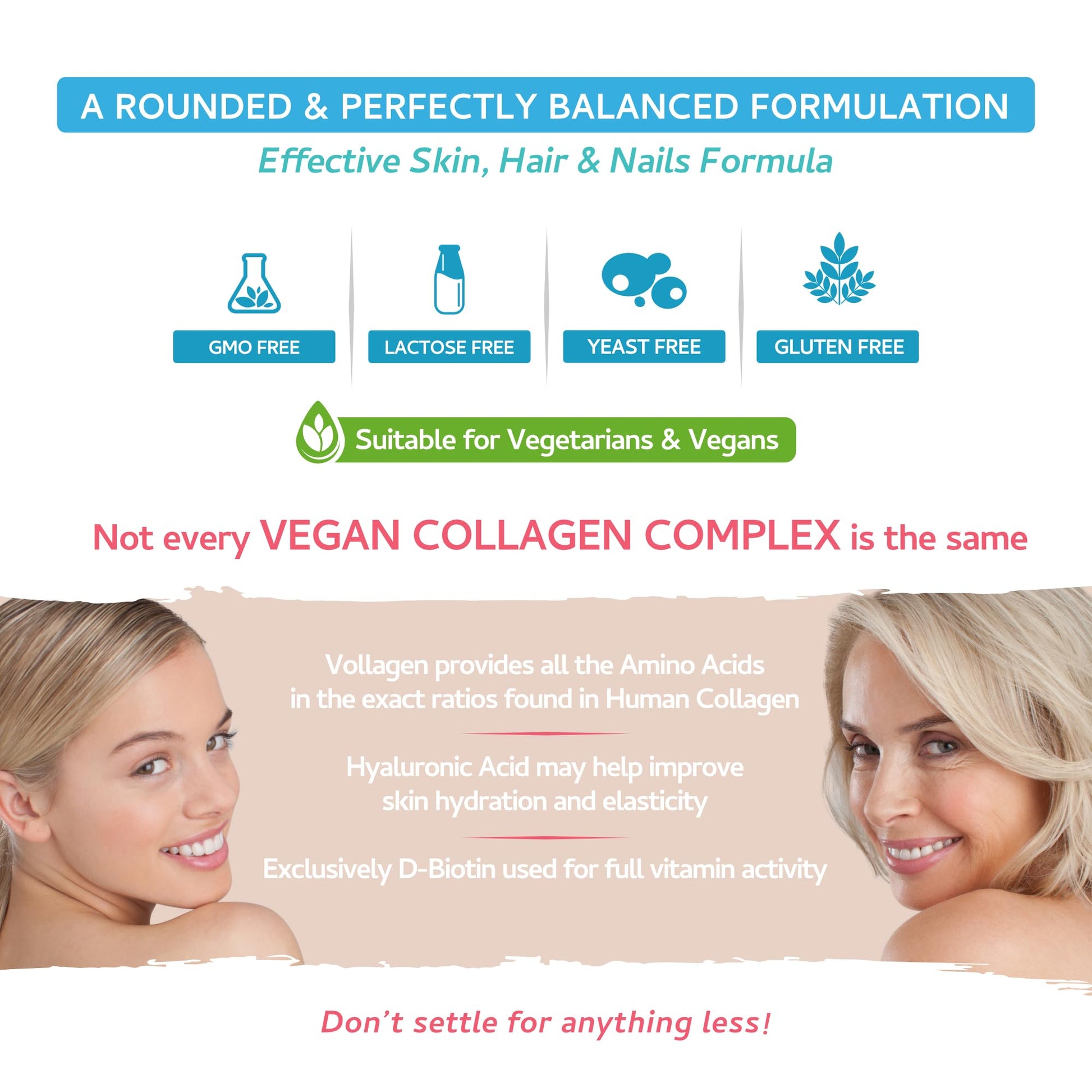 Vegan Collagen & Hyaluronic Acid Complex - 60 Capsules - Effective Skin, Hair & Nails Formula with 500mg swiss bioenergeticsBuy Supplements Australia