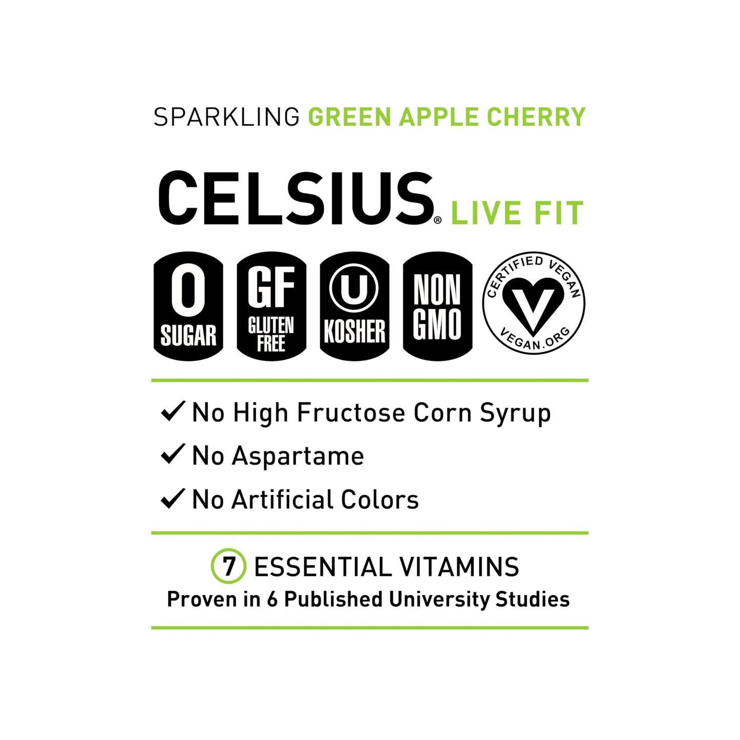 CELSIUS Sparkling Green Apple Cherry, Functional Essential Energy Drink, 12 Fl Oz CELSIUSBuy Supplements Australia