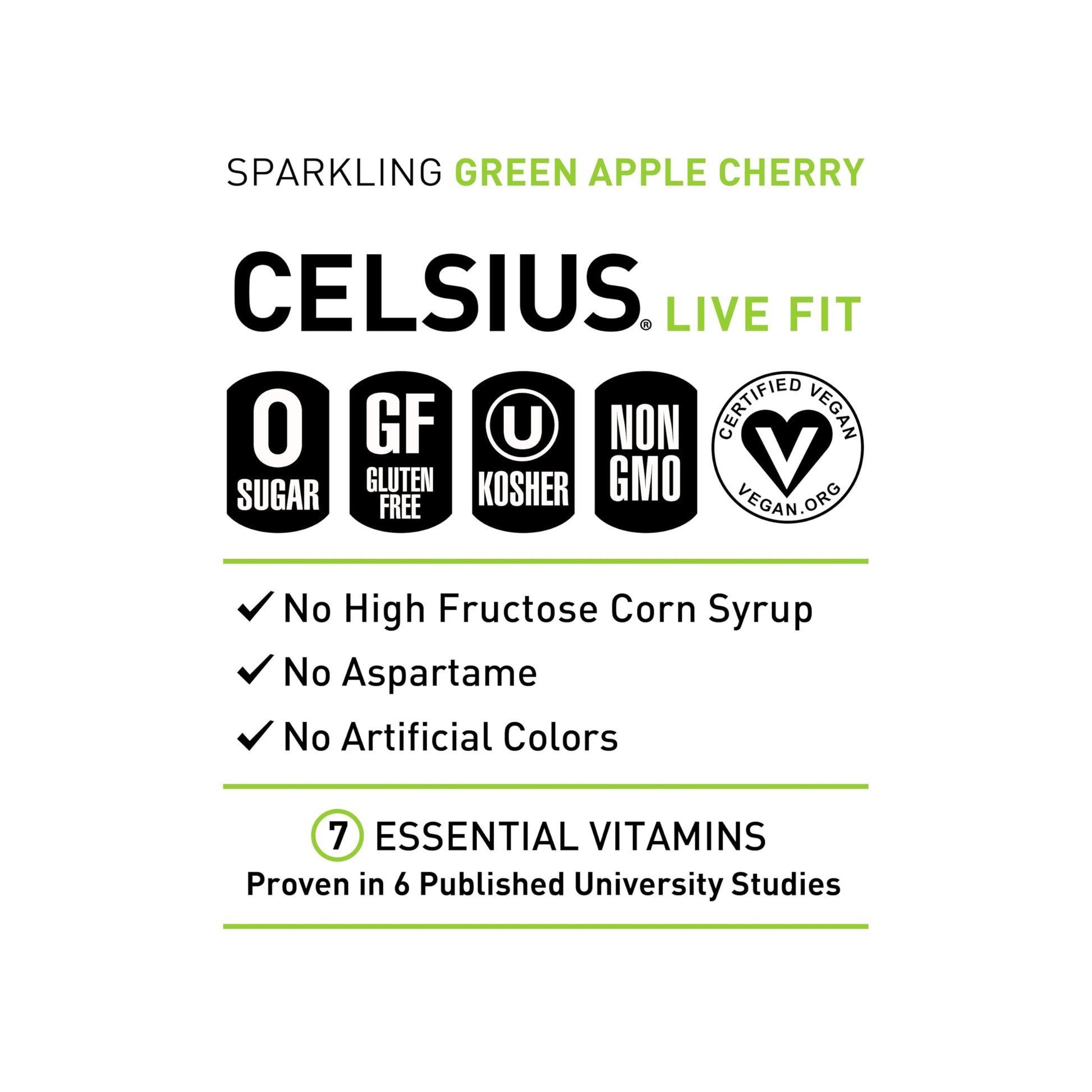 CELSIUS Sparkling Green Apple Cherry, Functional Essential Energy Drink, 12 Fl Oz CELSIUSBuy Supplements Australia