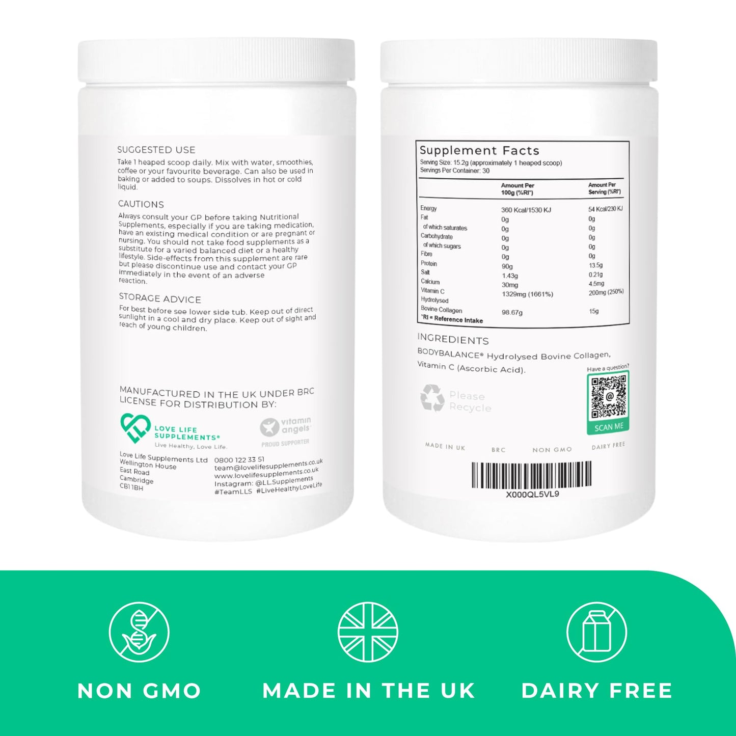 BODYBALANCE® Collagen Powder by LLS - Hydrolysed Bovine Collagen Peptides Types 1 & 3 with Vitamin C - Joint, Ligament LOVE LIFE SUPPLEMENTSBuy Supplements Australia