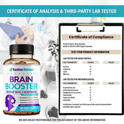 40-in-1 Brain Booster Supplements for Memory, Focus, Clarity, Energy, Performance Rainbow Nutrients, LLCBuy Supplements Australia