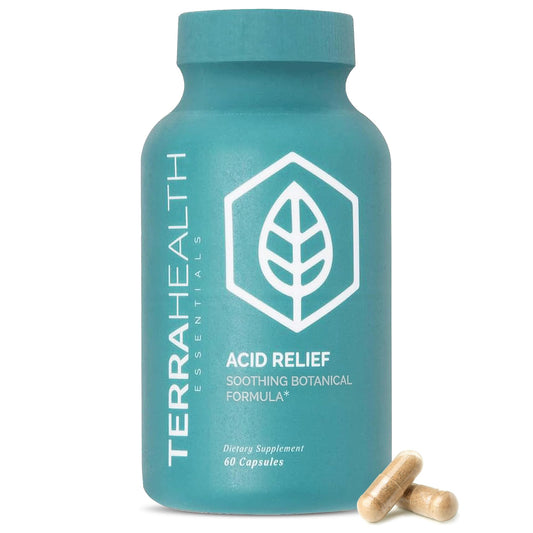 Terra Health Essentials Acid Relief - Plant Based Digestive Support Supplement for Comfortable Gut Function - Lemon Balm, Slippery Elm,