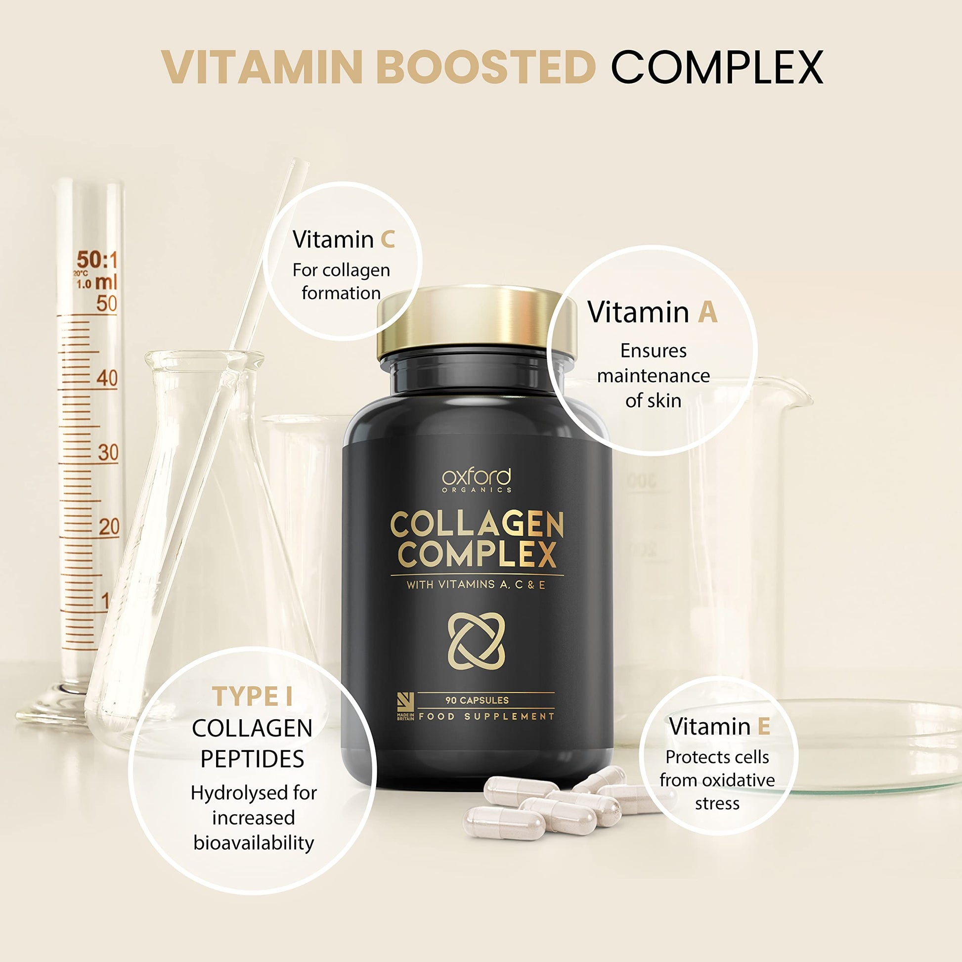 Advanced Collagen Complex | 1593mg Vitamin Boosted Complex for Glowing Hair, Skin & Nails Oxford OrganicsBuy Supplements Australia