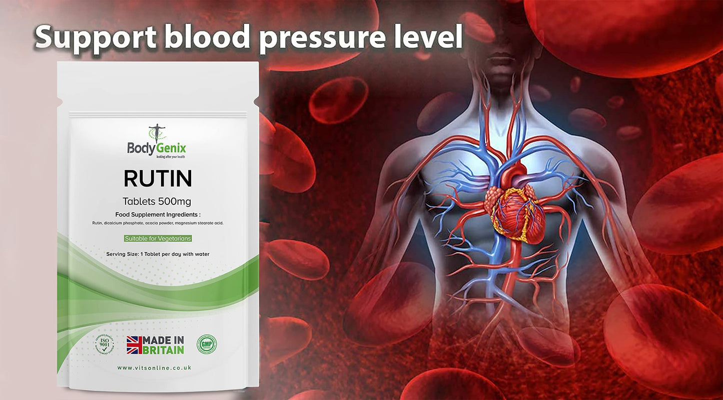 Bodygenix Rutin 500mg Tablets CAPILLARIES, VARICOSE Veins, Hemorrhoids Veg Friendly BodygenixBuy Supplements Australia