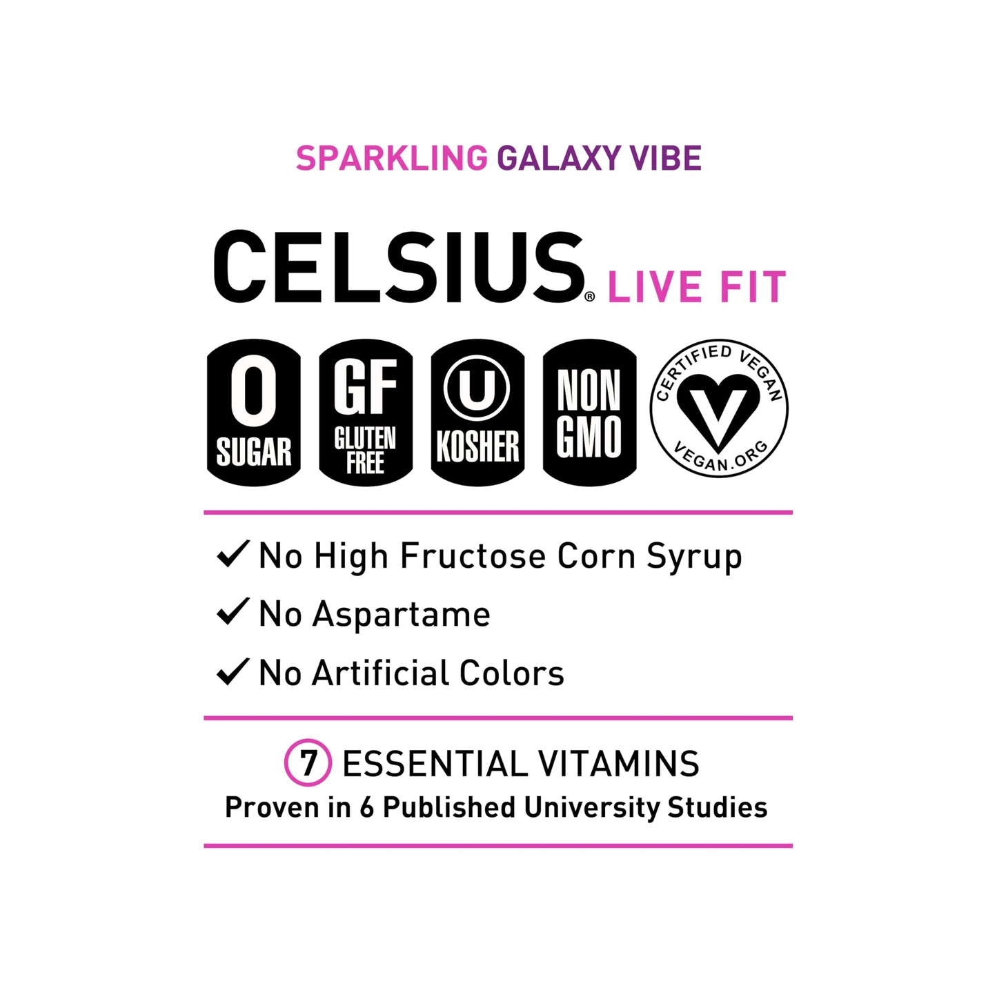 CELSIUS Sparkling Galaxy Vibe, Functional Essential Energy Drink 12 Fl Oz (Pack of 12) CELSIUSBuy Supplements Australia