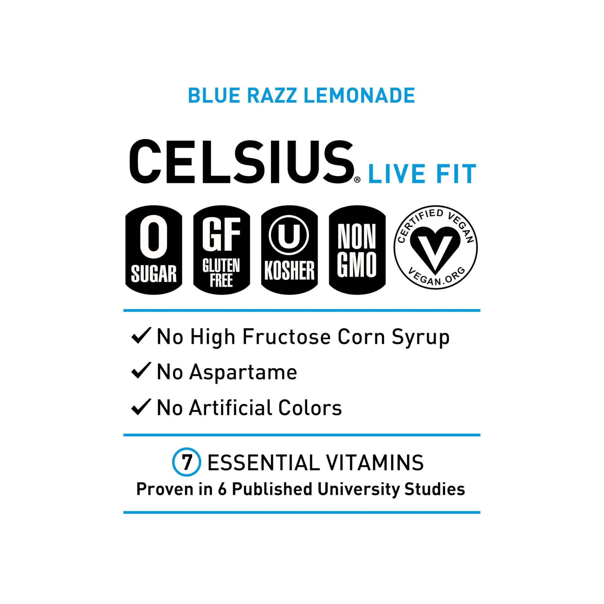CELSIUS Fizz Free Blue Razz Lemonade, Functional Essential Energy Drink 12 Fl Oz CELSIUSBuy Supplements Australia