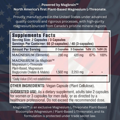 Kappa Nutrition Powered by Magbrain™ Magnesium L-Threonate Plant-Based, 420mg Elemental Magnesium (3 Capsules) from 2,253mg, 120 Vegan Capsules, Brain, Sleep & Muscle Support. KAPPA NUTRITIONBuy Supplements Australia