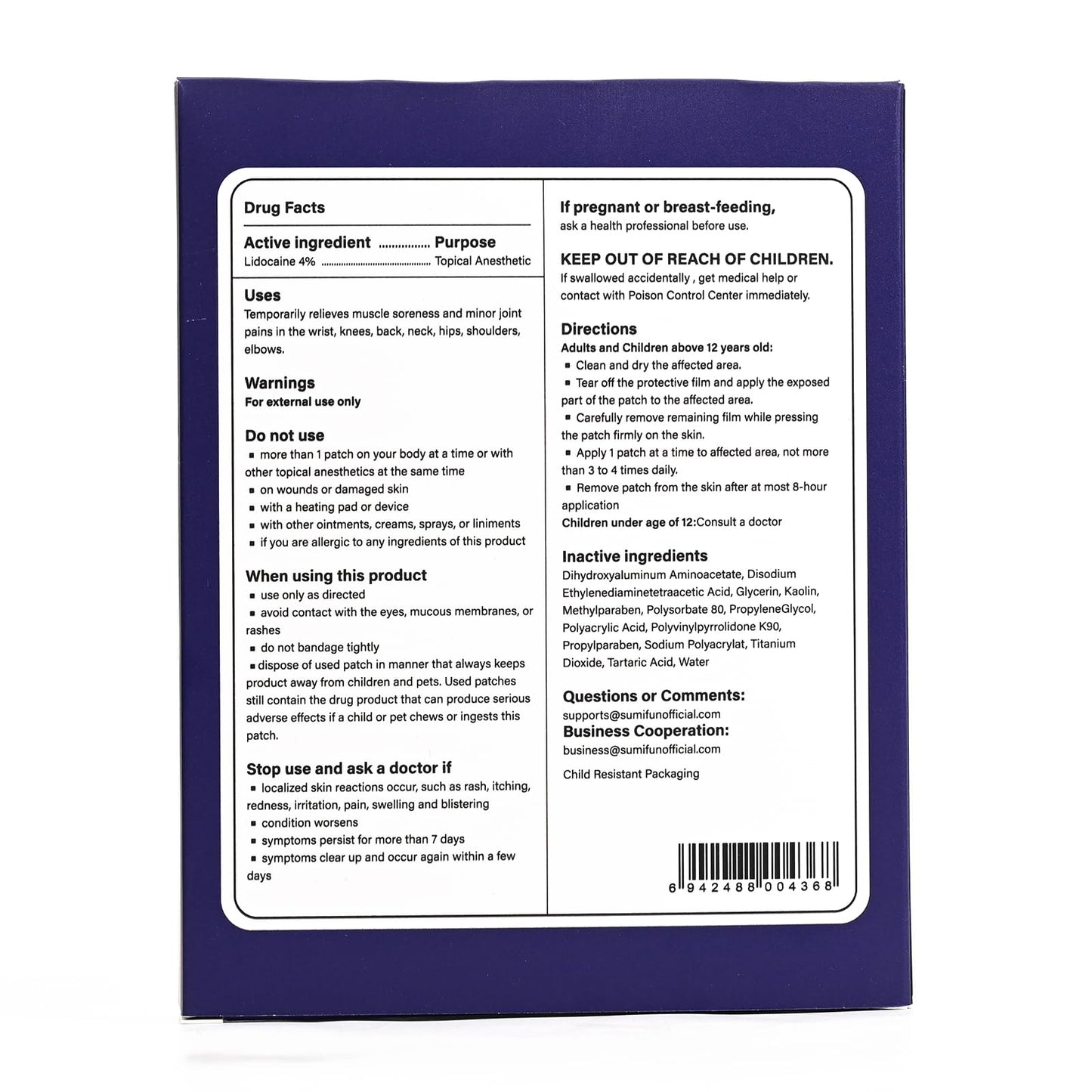 Sumifun XL Lidocaine Patches for Pain Relief, 4% Lidocaine Maximum Strength OTC, Extra Large 4.72"x7.87" for Full Back Pain Patches & Large Areas, 5 Count SumifunBuy Supplements Australia