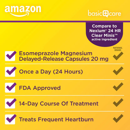 Amazon Basic Care Esomeprazole Magnesium Delayed-Release Mini Capsules, 20 mg, Acid Reducer, 24 Hour Heartburn Medicine, 42 Count Amazon Basic Care buy supplements Au