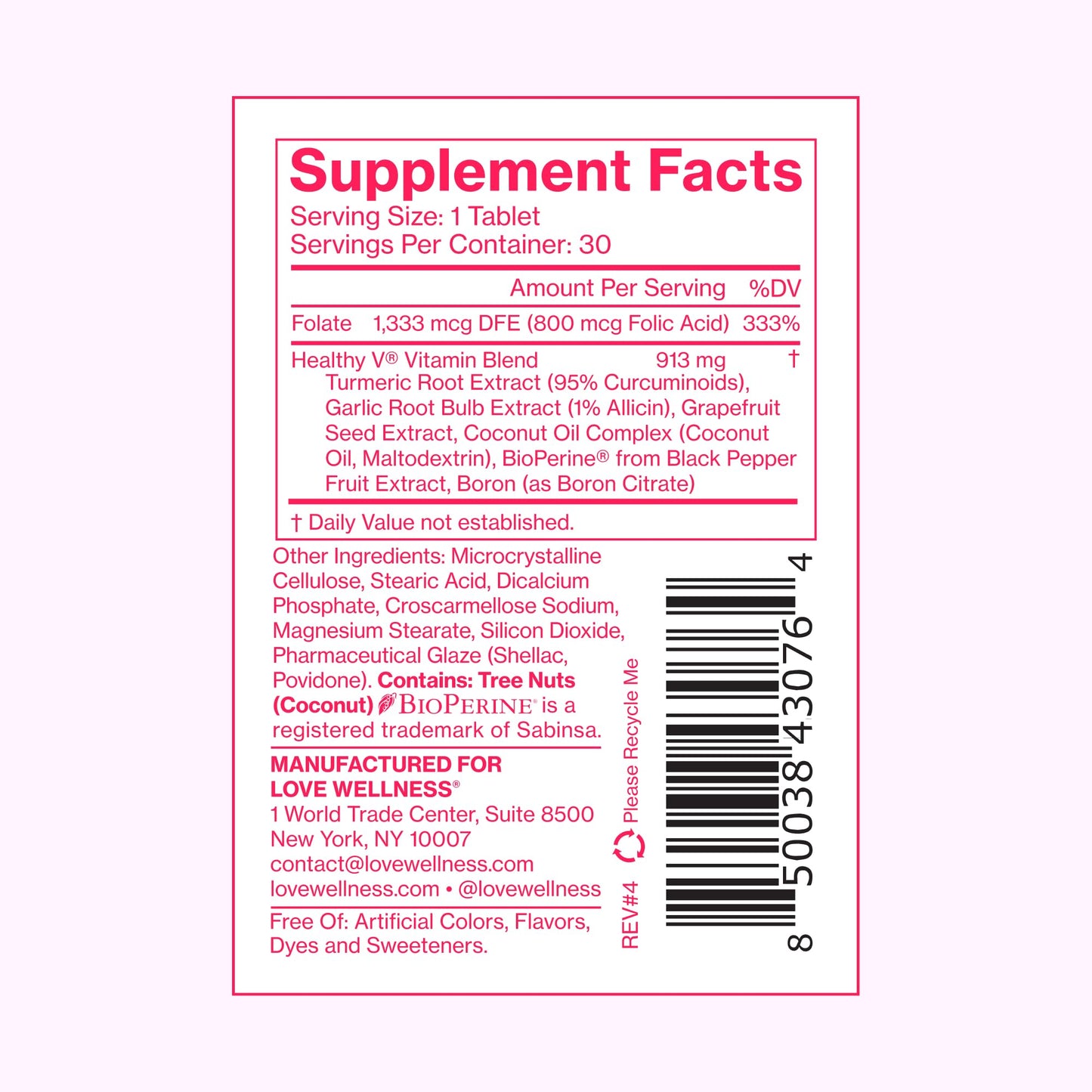 Love Wellness Healthy V Vitamin | Women's Vaginal Health Supplement | pH Balance, Gut Health & Immune Support Supplement | Balance of Candida Yeast with Turmeric, Garlic & Coconut Oil | 30 Count Love WellnessBuy Supplements Australia
