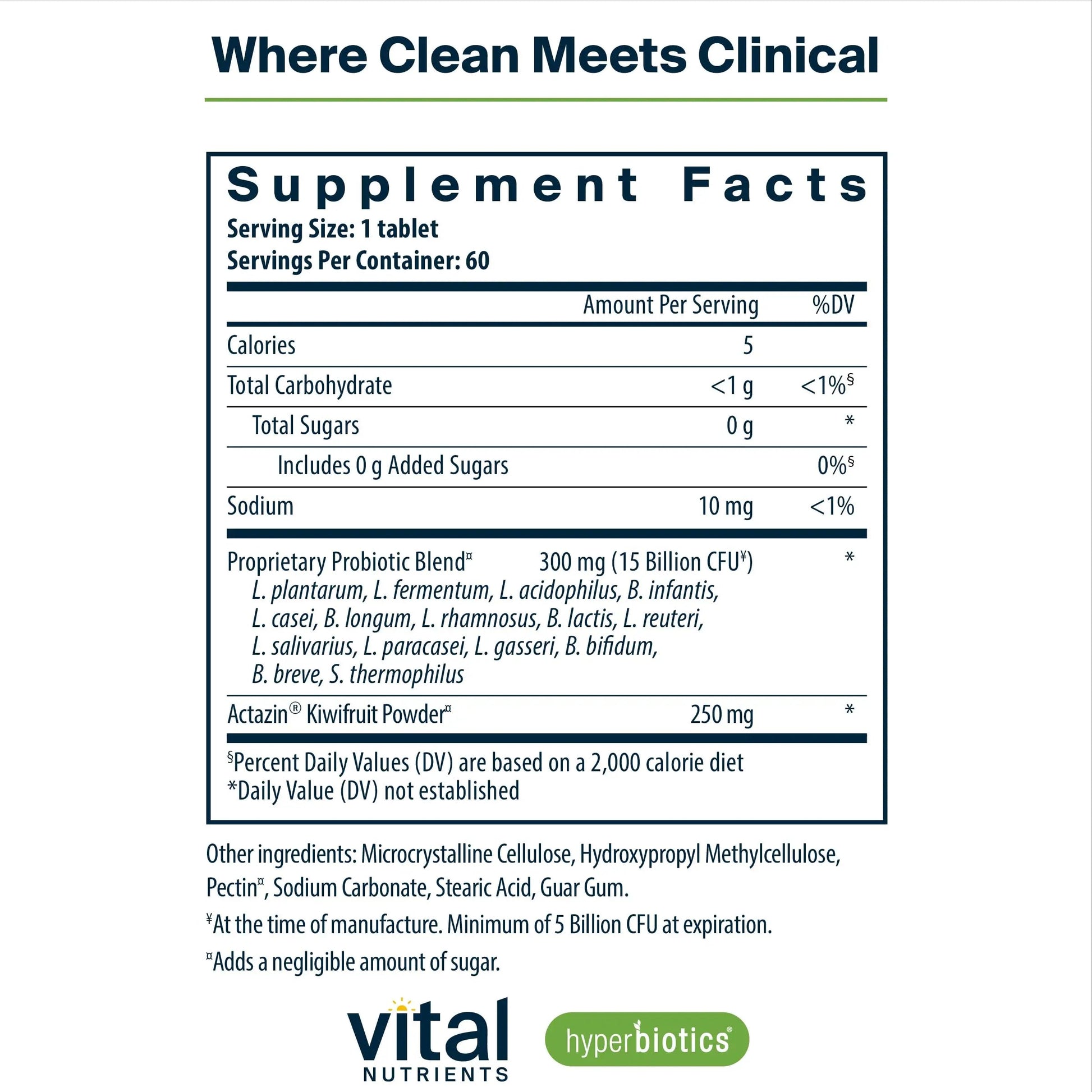 Hyperbiotics Vital Nutrients Pro-15 Advanced Probiotics for Women and Men | 15 Strains + Kiwifruit | Clinically Studied Daily Probiotics for Digestive Health, Gas, & Bloating | 60 Vegan Tablets HyperbioticsBuy Supplements Australia