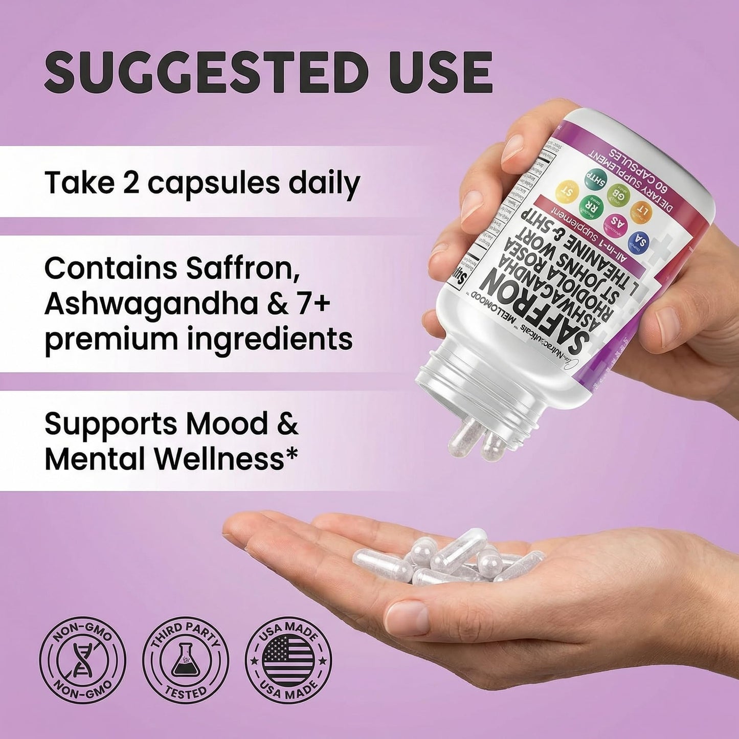 Clean Nutraceuticals Saffron Supplements Extract 100mg + Ashwagandha L-Theanine 200mg - Mood Support Ginkgo Biloba, St. John's Wort, Rhodiola Rosea & 5-HTP Capsules Pills Men Women Clean Nutraceuticals buy supplements Au