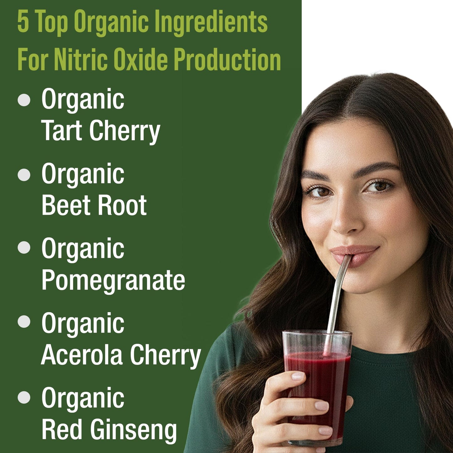 USDA Organic Plant Based Nitric Oxide Booster Powder Supplement for Men & Women. Caffeine Free Supplements 5 Top Organic Ingredients. Beet Root, Tart Cherry, Acerola Cherry, Pomegranate, Red Ginseng Peak PerformanceBuy Supplements Australia