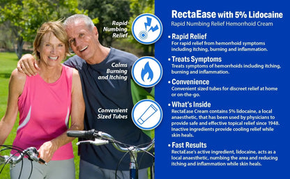 RectaEase (2 Pack) 5% Lidocaine Hemorrhoid Relief Cream 1 oz Tube, Anorectal Cream, Rapid Numbing Relief, Hemorrhoid Treatment from Itch and Burn RectaEaseBuy Supplements Australia