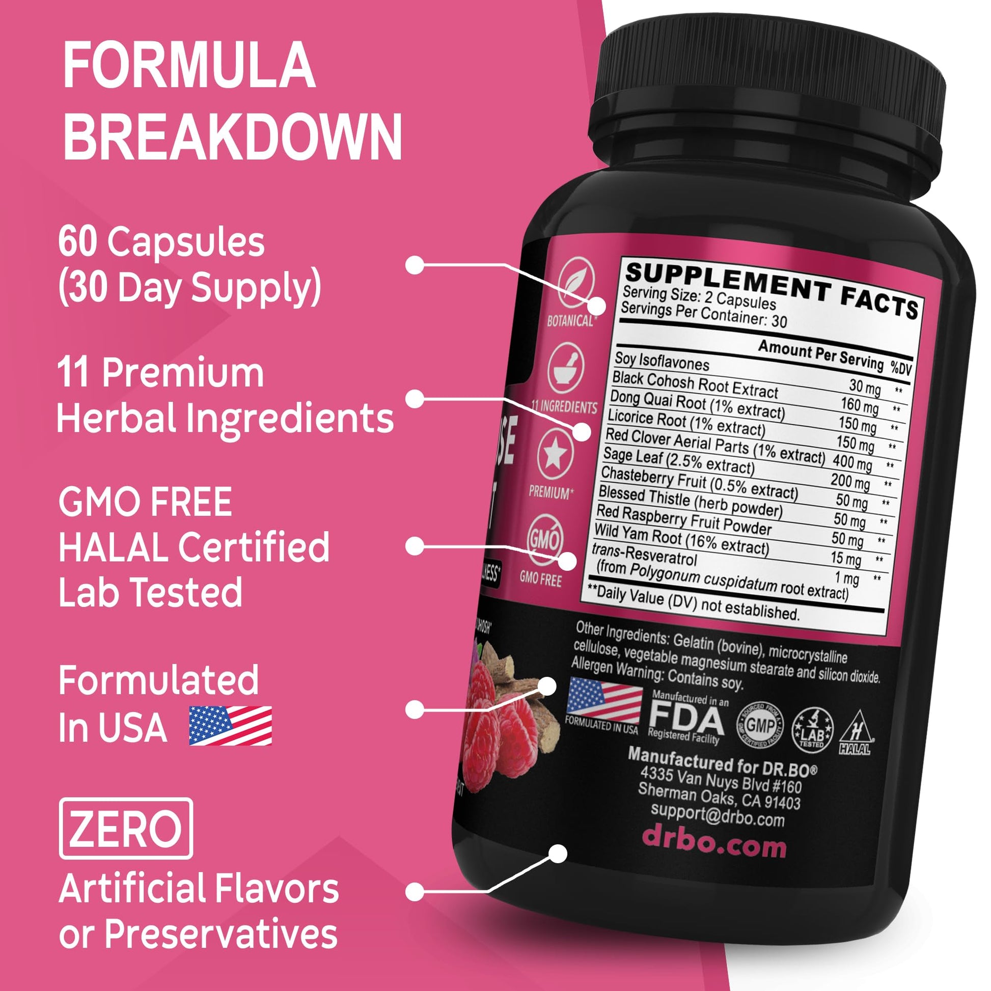 Menopause Supplements for Women Support Pills - Natural Menopause Relief for Hot Flashes, Night Sweats & Mood Swings with Dong Quai, Chasteberry & Black Cohosh - Hormone Balance for Women Supplement DR. BOBuy Supplements Australia