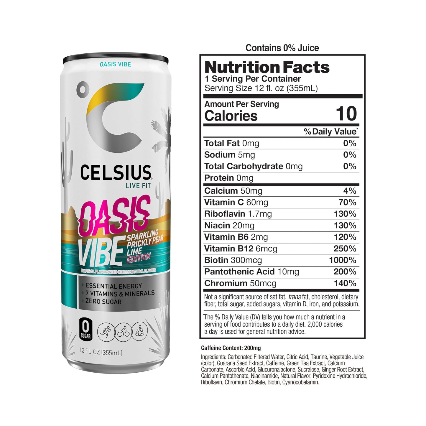 CELSIUS Sparkling Oasis Vibe, Functional Essential Energy Drink, 12 Fl Oz (Pack of 12) CELSIUSBuy Supplements Australia