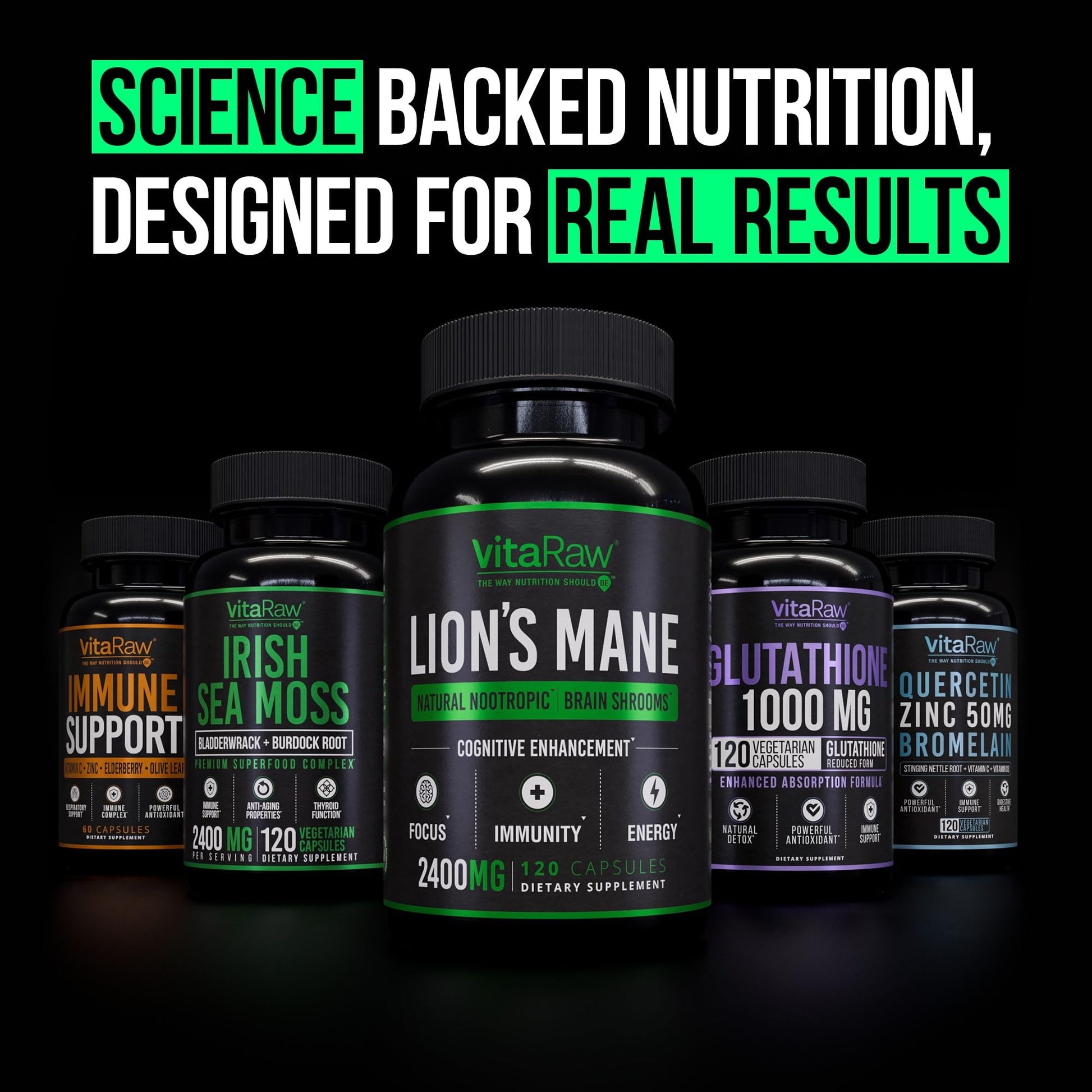 VitaRaw Organic Lions Mane Supplement Capsules 2400 mg - Powerful Nootropic - Helps Maintain Memory, Energy, and Mental Clarity - Vegan Brain Booster Focus Pills - Real Lion's Mane Supplement VitaRawBuy Supplements Australia