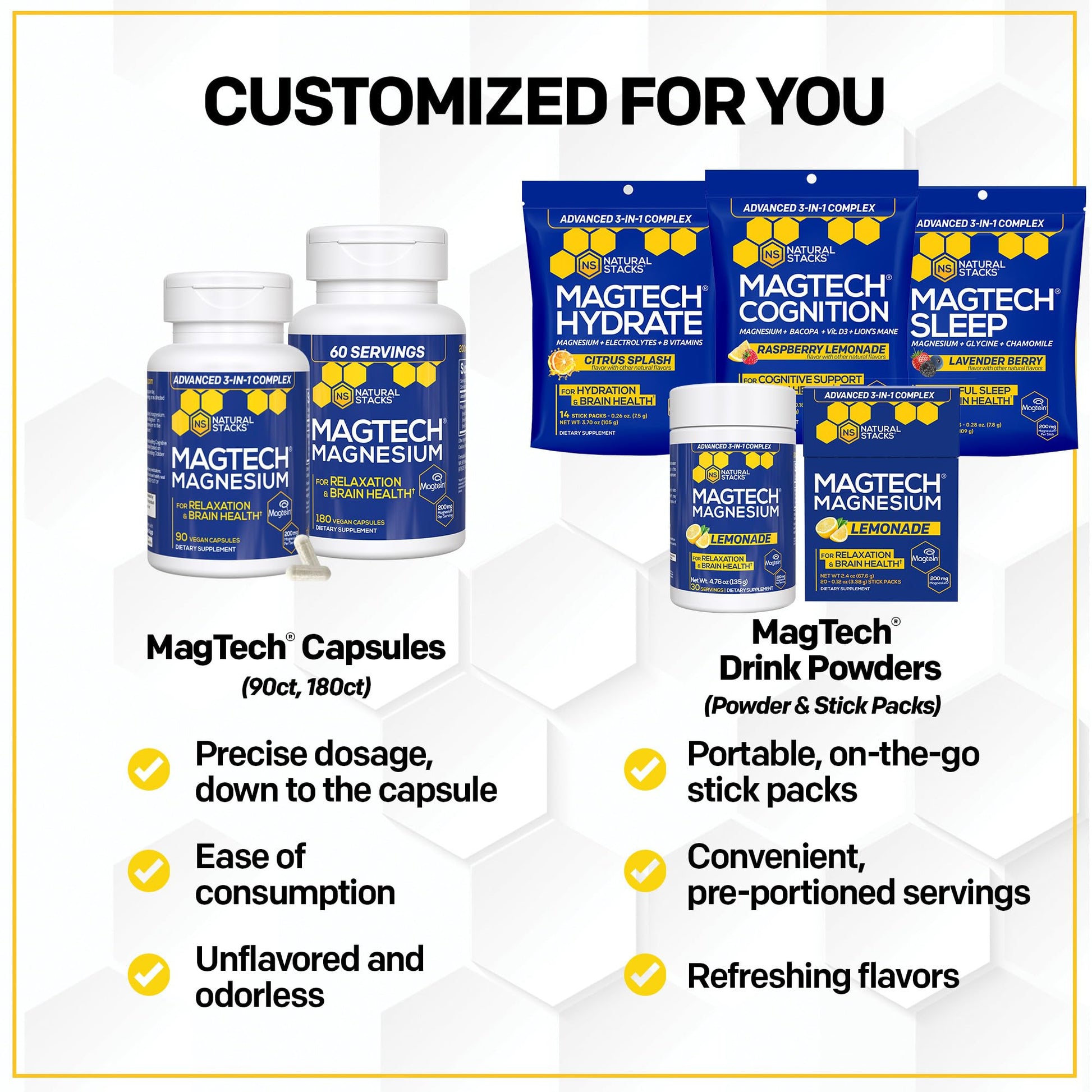 NATURAL STACKS Creatine Monohydrate & Magtech Hydrate Bundle - 2500mg Creatine + 200mg Elemental Magnesium Per Serving - Supports Hydration, Brain Health & Endurance - 44 Total Servings NATURAL STACKSBuy Supplements Australia
