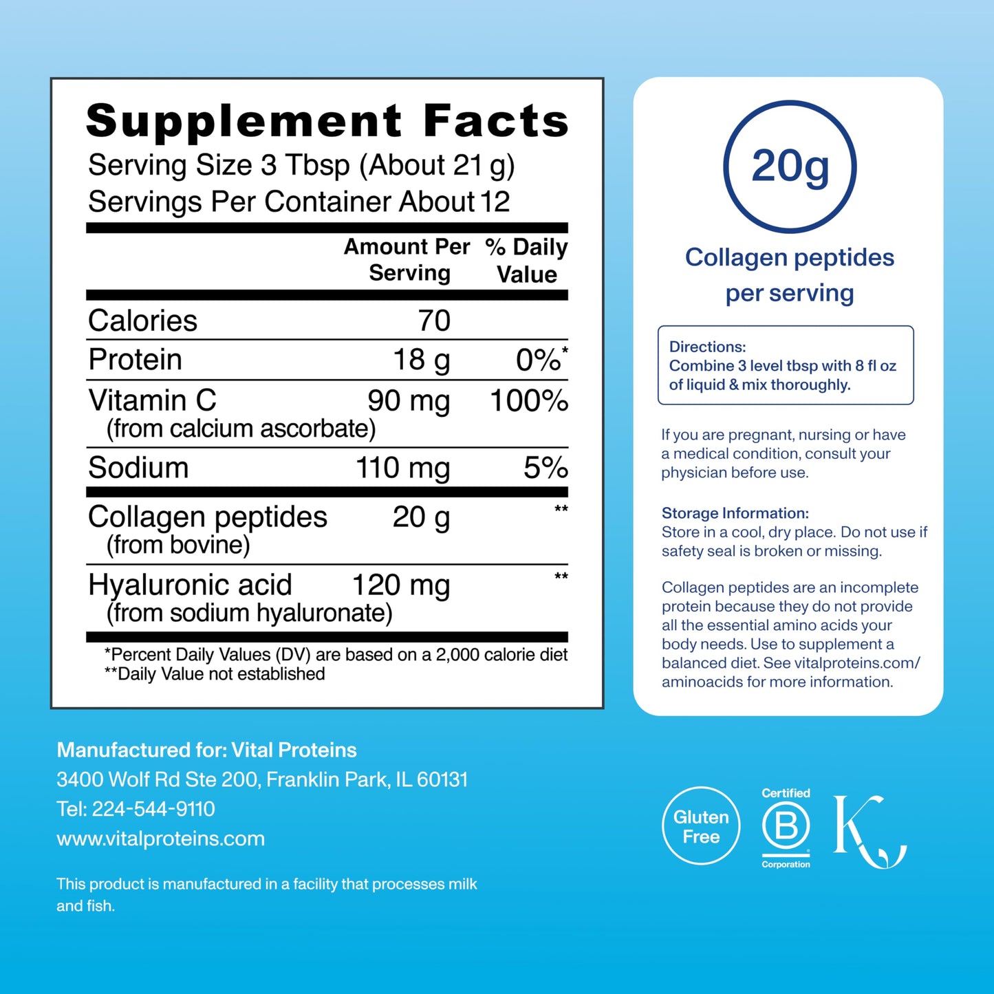 Vital Proteins Collagen Peptides Powder Advanced with Hyaluronic Acid & Vitamin C, Collagen Supplements, Unflavored, 12 Servings Vital ProteinsBuy Supplements Australia
