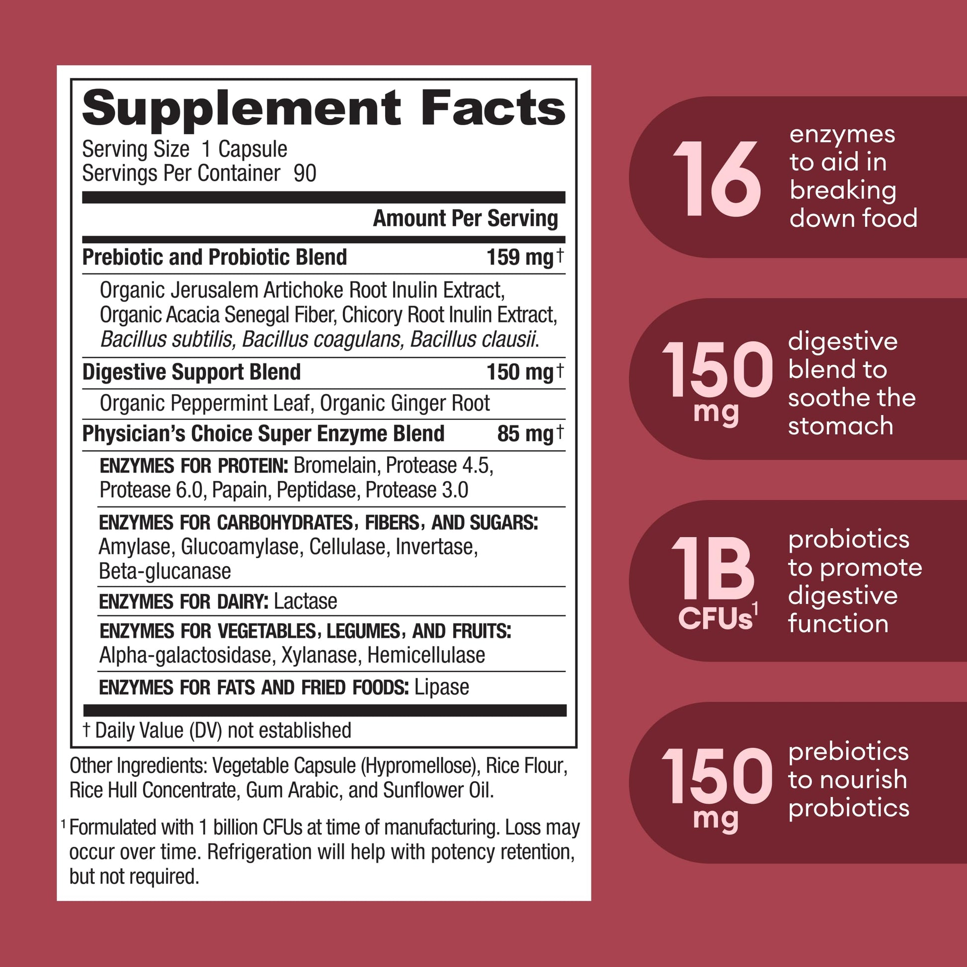 Physician's CHOICE Digestive Enzymes - Multi Enzymes, Organic Prebiotics & Probiotics Physician's CHOICEBuy Supplements Australia