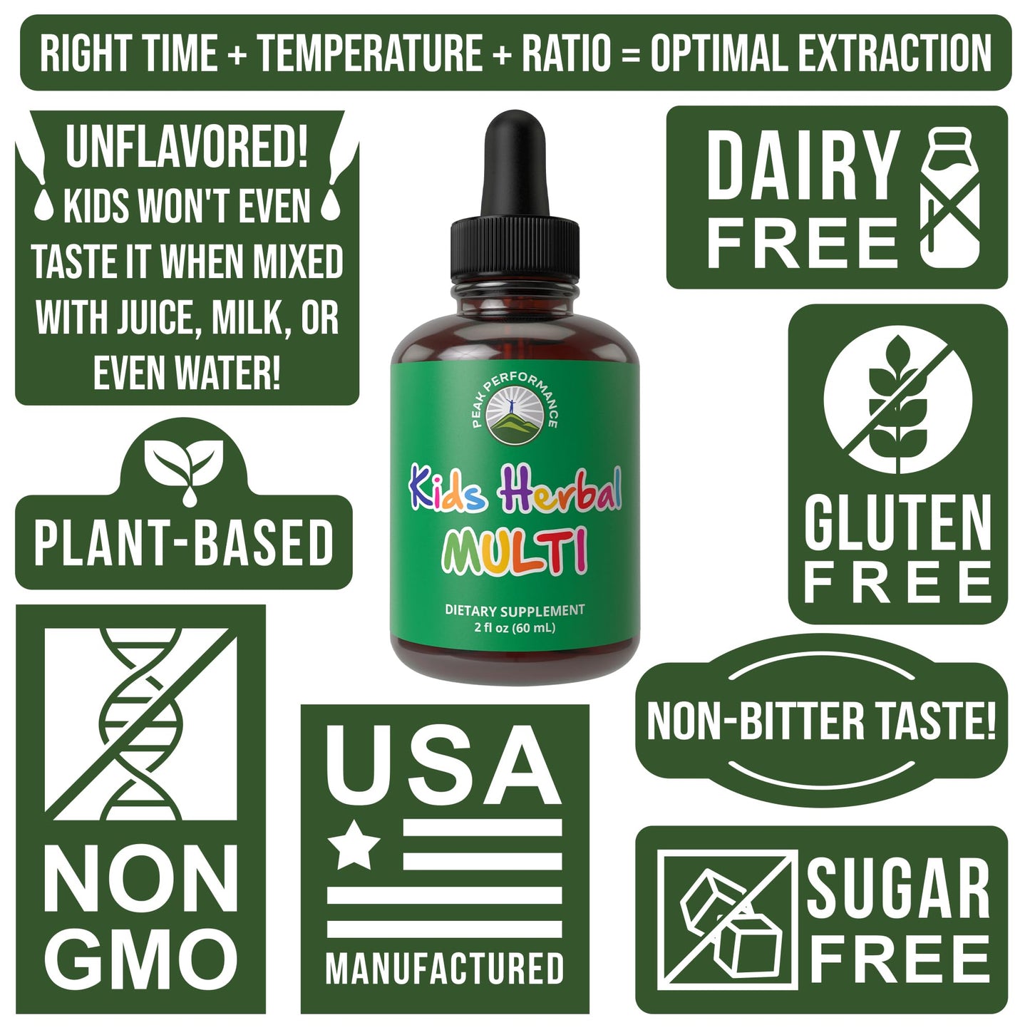 Kids Vitamins from Herbs. Liquid Kids Herbal Multivitamin. No Bitter Taste. Sugar Free 14-in-1 Vegan Supplement Drops for Toddlers, Children, Teens. Mixed in Water They Won't Even Taste It Peak PerformanceBuy Supplements Australia