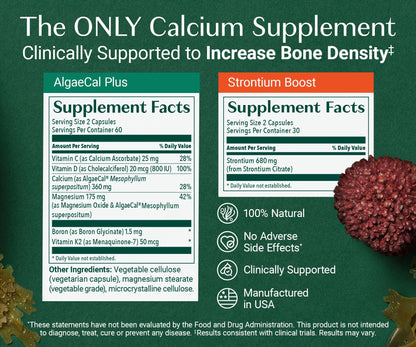 AlgaeCal - Bone Builder Pack for Bone Density Increase, Clinically Supported Plant Based Calcium Supplement & Strontium, Vitamins K2 (100mg), D3 (1600 IU), Magnesium & 16 Essential nutrients ALGAECALBuy Supplements Australia