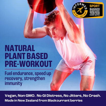 2before Blackcurrant I All Natural Vegan Pre Workout, with 120mg Caffeine I Clean Energy, Endurance, Recovery I Pre Workout Women and Men I 10 x Individual Packets I Informed Sports Certified