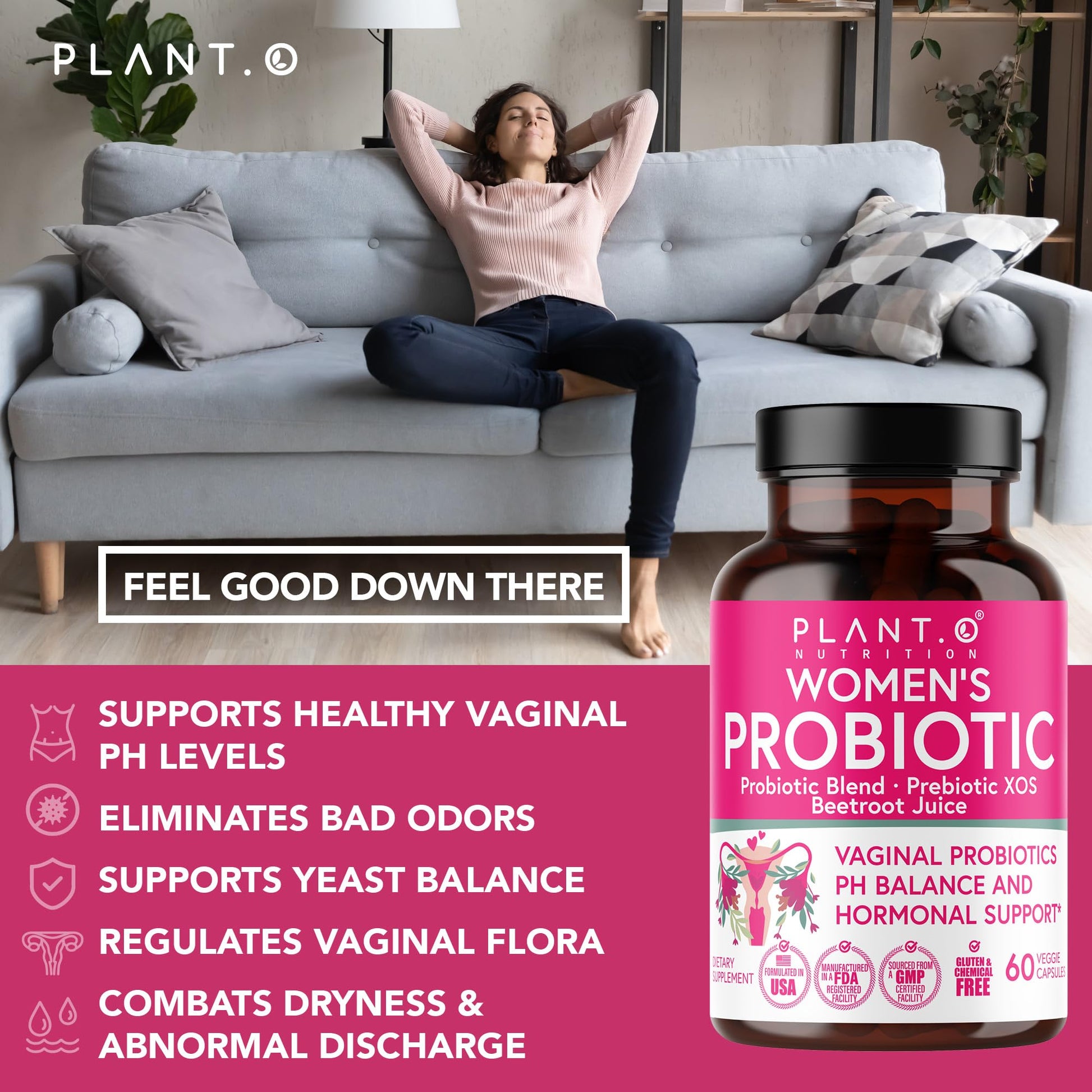 PLANT.O NUTRITION Vaginal Probiotics for Women with 4 Lactobacillus Strains Probiotic & Prebiotic Blend PLANT.O NUTRITIONBuy Supplements Australia