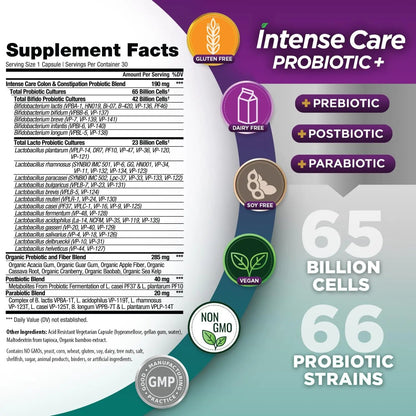 Vital Planet - Intense Care Colon & Constipation Probiotics, Prebiotics, Postbiotics, Parabiotics, 4-in-1 Refrigerated Supplement for Adults, 65 Billion CFU, 66 Strains, Digestive and Immune, 30 ct Vital PlanetBuy Supplements Australia