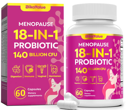 Menopause Supplements for Women, 140 Billion CFU Probiotics, 18-in-1 Menopause Relief with Magnesium, Black Cohosh, Inositol, Hormone Harmony for Women, Night Sweats, Mood Swings, Immunity - 60 Caps BIKAYALUEBuy Supplements Australia