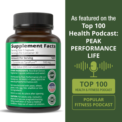 TyroPure L Tyrosine Supplement. More Bioavailable, Cleaner Version of L-Tyrosine. Vegan, Naturally Fermented 500mg Capsules for Mental Clarity, Dopamine. Mood Support for Women and Men Peak PerformanceBuy Supplements Australia