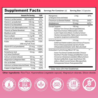 Multivitamin for Women - Supplement for Energy, Immunity, & Female Support - Daily Vitamins for Women with Biotin, Calcium, Magnesium Benevolent NourishmentBuy Supplements Australia
