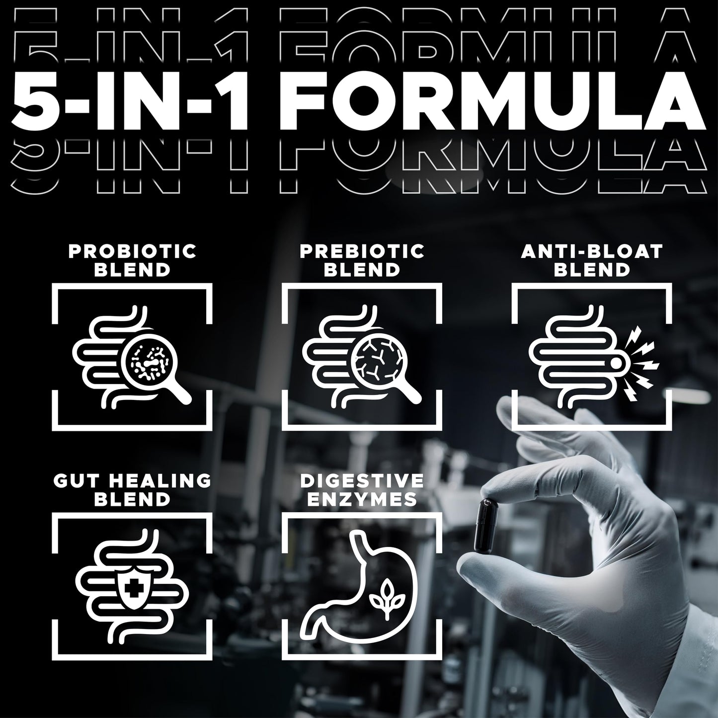 DIGESTIVAL 5-in-1 Gut Health Formula: Probiotics, Prebiotics, Enzymes, Gut Healing & Bloat Relief with 53 Ingredients, 60 Billion CFU, and Advanced Support for IBS,