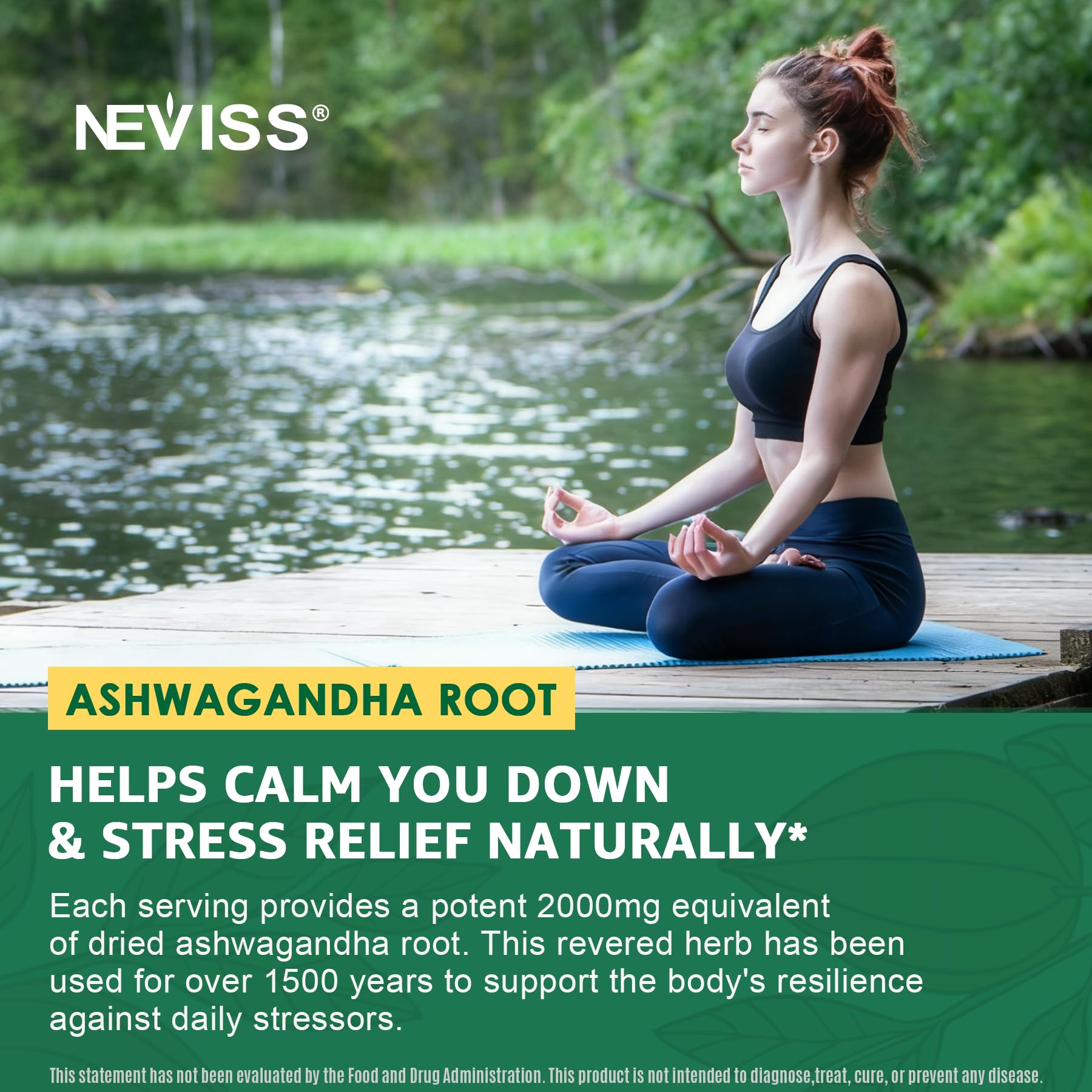 NEVISS Ashwagandha Gummies 2000mg, Feel Refreshed, Plus Proprietary Blend with L-Theanine, 5-HTP, Lemon Balm, Magnesium for Calm, Zzzs & Relaxation Support, 120 Count NEVISSBuy Supplements Australia
