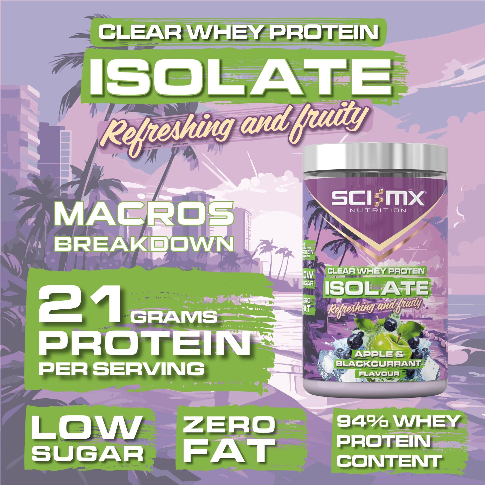 SCI-MX Clear Whey Isolate Protein - Apple and Blackcurrant Flavour - Lean Potein Formula for Muscle Growth SCI-MXBuy Supplements Australia