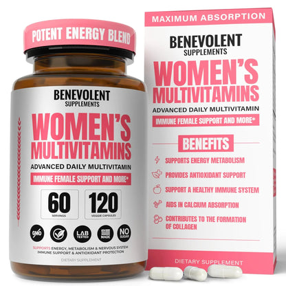Multivitamin for Women - Supplement for Energy, Immunity, & Female Support - Daily Vitamins for Women with Biotin, Calcium, Magnesium Benevolent NourishmentBuy Supplements Australia